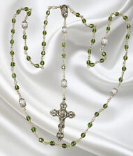 Handmade Catholic Rosary, Peridot Czech Crystals Perfect for August Birthstone picture