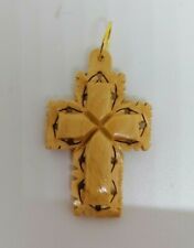 Beautiful cross perforate pendant Necklace olive wood hand made holy land 2.5*4c picture