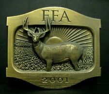 John Deere 2001 FFA Future Farmer of America Deer Buck Stag Brass Belt Buckle jd picture