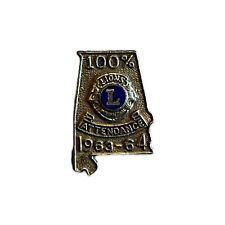 Vintage Lions Club 1963 1964 100% Attendance Pin International President Alabama picture