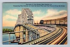 New Orleans LA-Louisiana, The Huey P Long Bridge, Antique, Vintage Postcard picture