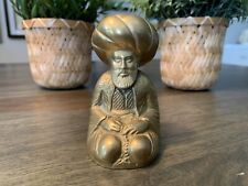Brass Figurine Man Sitting Kneeling Turban Vintage Detailed picture