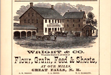 1875 Wright & Co Wholesale Flour Grain Feed Shorts At Our Mills GREAT FALLS NH picture