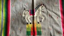 Vintage Pictorial Mexican Saltillo Serape Blanket Estate Find Horse Great Color picture