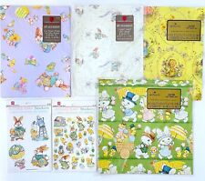 Vintage Gift Wrapping Paper Easter Bunny Stickers Lot 80's to 90's picture
