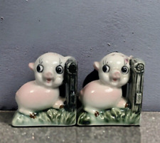 Pig Bookends Style Anthropomorphic Salt & Pepper Shakers Vintage Japan MISMATCH picture