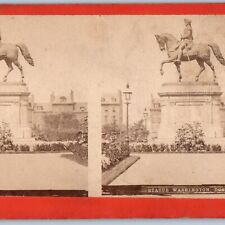 c1870s Boston, MA Statue of George Washington Monument Real Photo Stereoview V40 picture