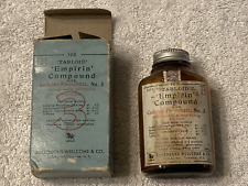 Vintage Medicine Bottle, Tabloid Empirin Compound No.3, Poison, & Original Box. picture
