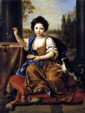 Dream-art Oil painting Pierre-Mignard-Girl-Blowing-Soap-Bubbles-child boy girl picture