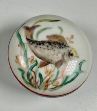 Vintage Porcelain Hand Painted Fish Underwater Trinket Ring Box picture