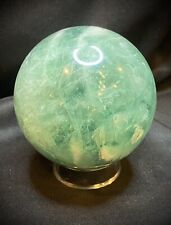 Beautiful Large Green Feather Fluorite Sphere With Stand 969 Grams picture
