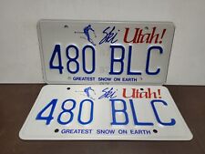 1986 Utah SKI PAIR License Plate Tag picture