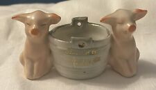 Antique Fairing Pigs Made in German Toothpick Holder. Two Pigs Next To A Bucket picture