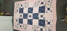 Vintage Pink And Dark Blue Quilt  Queen / Full 94 x 68 picture