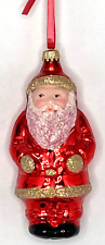 Santa Claus Christmas Tree Glass Ornament 5” Tall picture