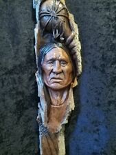 Wood Carving Native American Indian Original Cottonwood Bark Wood Spirit Creator picture