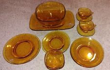 Vintage Mid Century Vereco France Glass Gold Dinnerware set of 14 pieces  picture