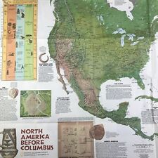 Vintage 1972 Columbus Native Americans North America Map National Geographic  picture