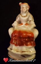 Victorian Lady Figurine Sitting in Chair Japan Porcelain Vintage 1940's-50s picture