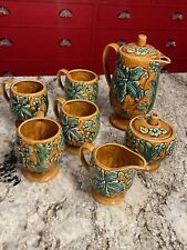 Royal Sealy Mushroom Coffee Tea Pot Creamer Sugar Set with Four Mugs 8 pc picture