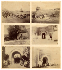 Morocco, six different photos (Fes, Tangier, Meknes, etc.) Vintage print, shooting picture