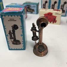 New Old Stock Antique Finished Miniature Pencil Sharpener Metal Die-Cast - NIB  picture