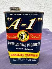 Vintage A-1 Oil and Lead Co. Can -Bakelite Varnish Empty Tin Can LA New York picture