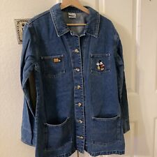 Vintage Disney Store Mickey Mouse Embroidered Denim Button Up Jean Shirt L picture