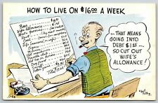 Comic Postcard How To Live On $16.00 A Week Budget Wifes Allowance Bob Petley picture
