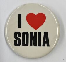 1980s 2 Inch “I Heart Sonia” Pin Back Button Pin picture