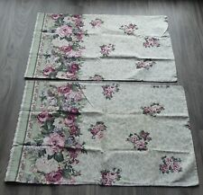 2 VINTAGE DAN RIVER GREEN FLORAL PILLOWCASES QUEEN SIZE SHABBY CHIC picture
