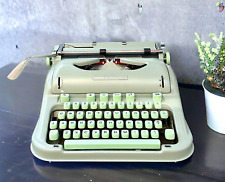 1963 Hermes 3000 Portable Typewriter in Sea Foam Green With Case & Owners Manual picture