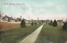 Vintage 1910 Postcard Canton Ohio County Buildings grass walking path photo picture