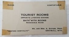 Advertising Card Greybull Wyoming Gafner Tourist Rooms Western Hospitality 1940 picture