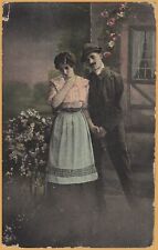 Vintage Romance-Man holding shy woman's hand  picture