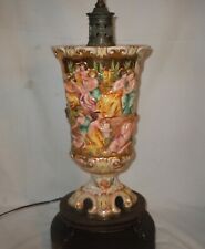Antique Capodimonte Table Lamp Nude Men Women Bisexual Orgy Scene Angels Cherubs picture