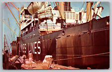Vintage Postcard TX Port Houston Loading Cotton Ship Chrome ~12304 picture