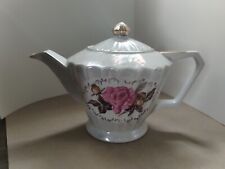 VINTAGE Tea Pot Iridescent Porcelain Rose Pattern please Read Description  picture