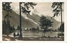 Chamonix France~Le Lac & Mt Blanc~Lake~Snowcapped Mountain~Cottages~1950s RPPC picture