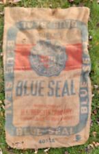 VINTAGE BLUE SEAL BURLAP SEED POTATO SACK 100 LBS. HK WEBSTER Co Lawrence Mass. picture