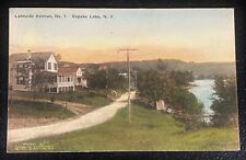 Copake Lake NY Lakeside Avenue Hand Colored Antique Postcard picture