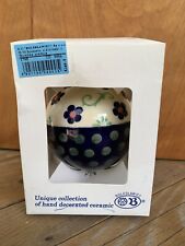 Boleslawiec Polish Pottery Christmas Ornament Ceramic Ball Dots FLowers in Box picture