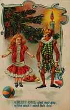 Rare~Puppets Dolls Tree Toys ~Antique  Fantasy Christmas Postcard Germany~k-59 picture