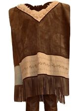 Van Dyck Western Leather Poncho Equestrian Horses Made Mexico Beige/Tan picture