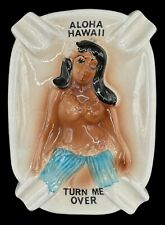 Vintage Cigar Ashtray Turn Me Over Double Sided Nude Hula Tiki Girl Hawaii picture