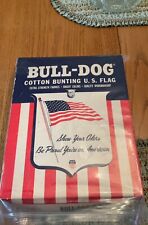 American Flag Bull Dog Bunting 5x8' 50 Stars with original box Dettras USA Old picture
