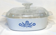 Vintage CORNING WARE Blue Cornflower 2 Qt (2 Quart) Casserole Dish with lid 8