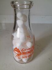 Rare Vintage 1950s Eat And Enjoy Bridgeman Ice Cream Logo One Pint Milk Bottle  picture