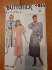 1987 Uncut Butterick #4699 Size 14 Bust 36  Designer Dress By Richard Warren picture