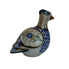 Vintage Tonala Mexico Salt Glazed Art Pottery Quail Bird Hand Made Signed picture